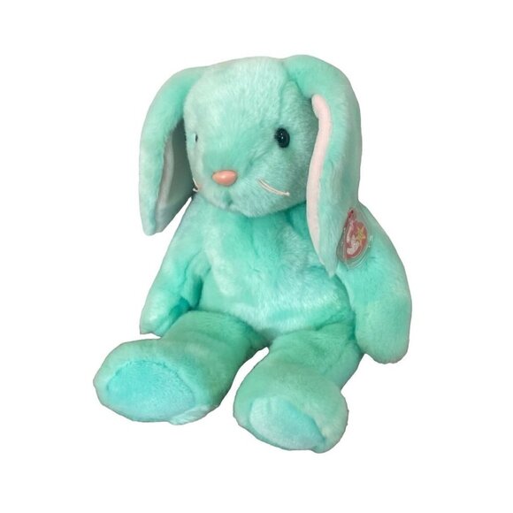 TY Beanie Buddy HIPPITY Green Bunny 14” Stuffed Animal Plush Beanie Babies 1998 - Picture 1 of 10